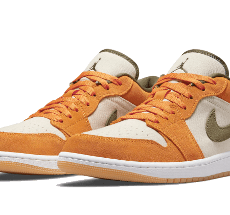Nike Sko Air Jordan 1 Low Orange Olive